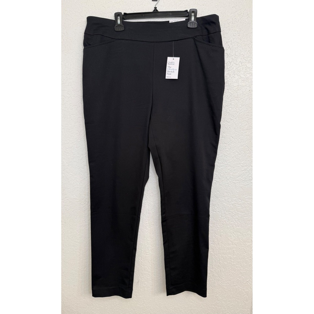 Croft & Barrow Women Plus Stretch Pant‎ Black Straight Mid Rise 16W Long